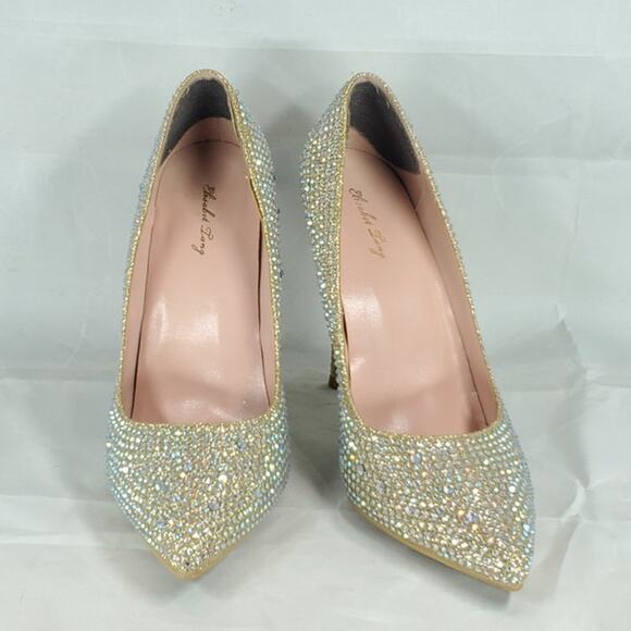 Elisabet Tang Women’s Crystal Rhinestone Pointed Toe Stiletto Heels Size 10 - Picture 2 of 8